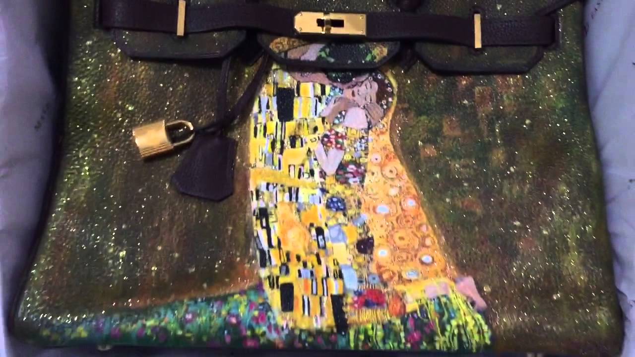 Custom Hermès Birkin bag & Gustav Klimt art by ARTBURO Personalization