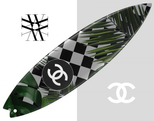 ARTBURO | CHANEL Polyurethane Fiberglass Luxury Surfboard (2012) & Artburo Personalization "ÎLE MAURICE" (2016)