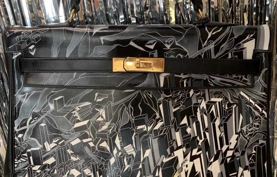 Hermès Vintage Kelly Bag & ZAHA HADID art by ARTBURO Personalization for Angelika Ronson. Exceptional piece.