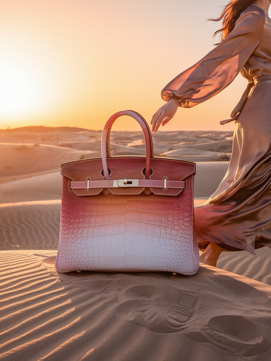 Hermès Birkin 30cm Beton Matt Alligator With Palladium "Sunset Mirage", 2025