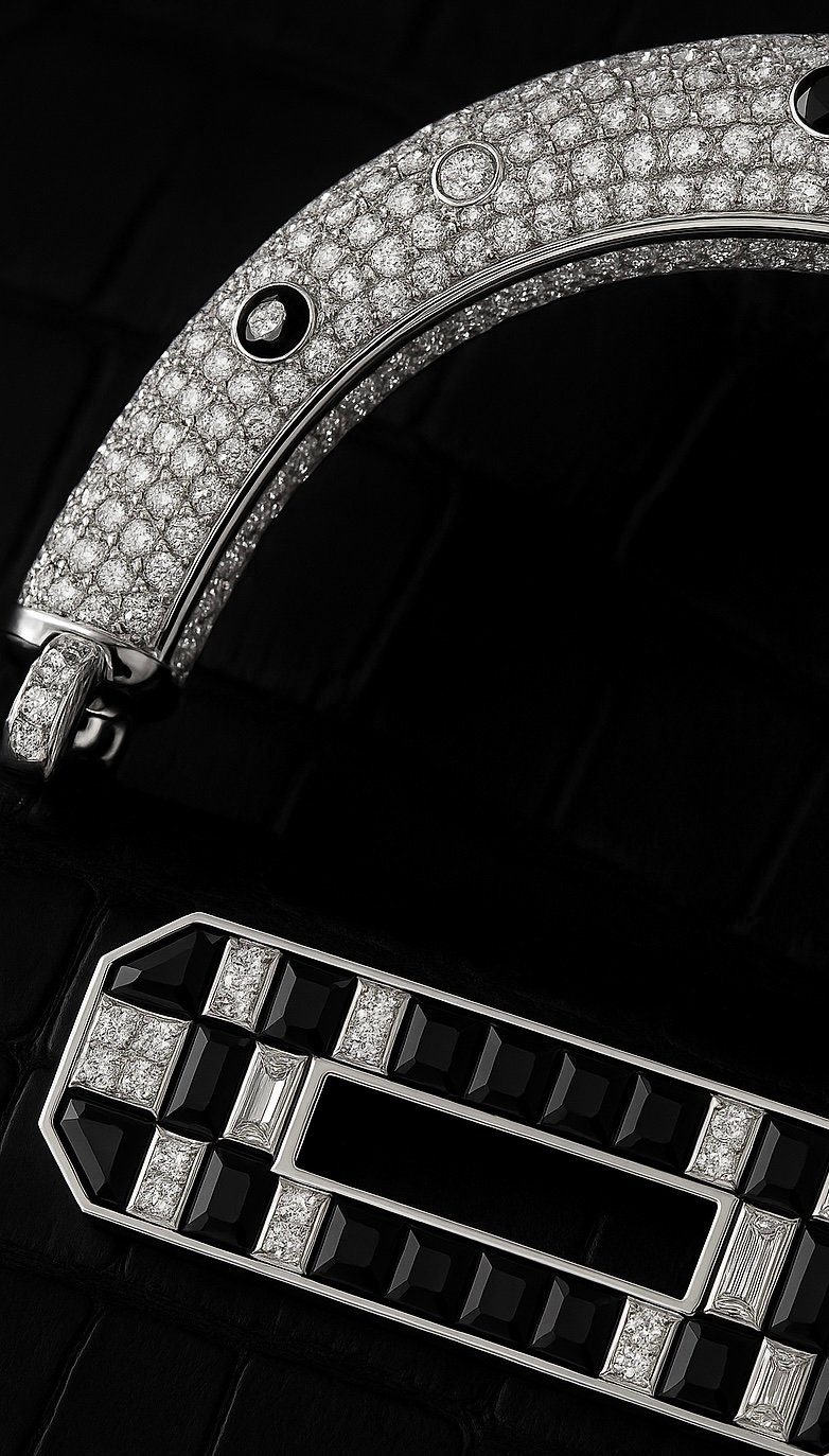 ARTBURO™ HIGH JEWELLERY HERMES CUSTOMIZATION - Black and White Diamonds Incrustation and Handle for Hermes Kelly bag. Private Collection